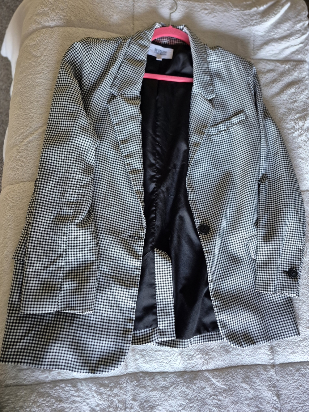 BB Dakota Black Steve Madden and White Gingham Blazer Size L